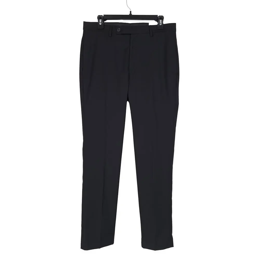 Calvin Klein Mens Slim Fit Dress Pants 35x30 Black Solid Stretch Micro Twill NWT